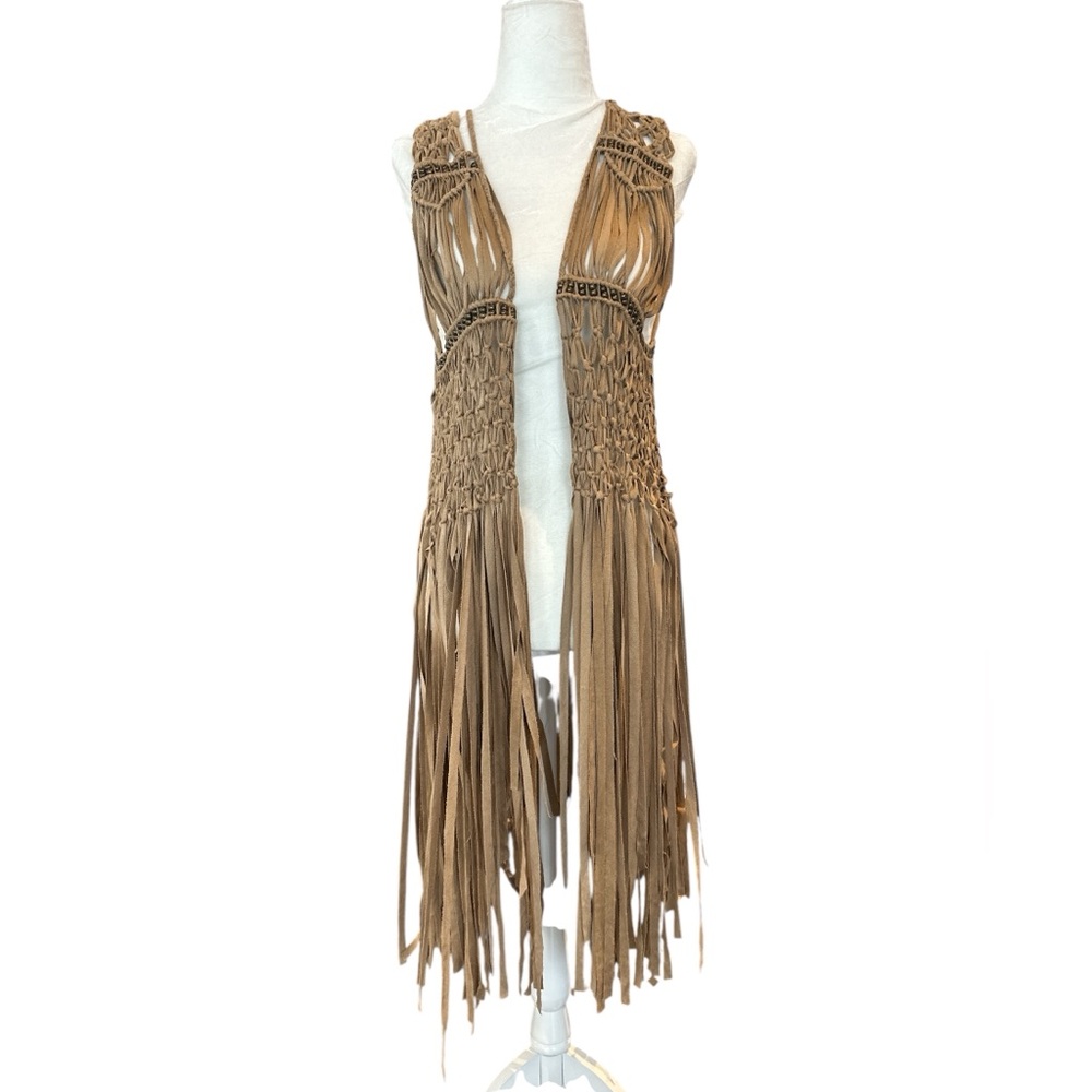 Boho Western Fringe Macramé Vest - Picture 2 of 9